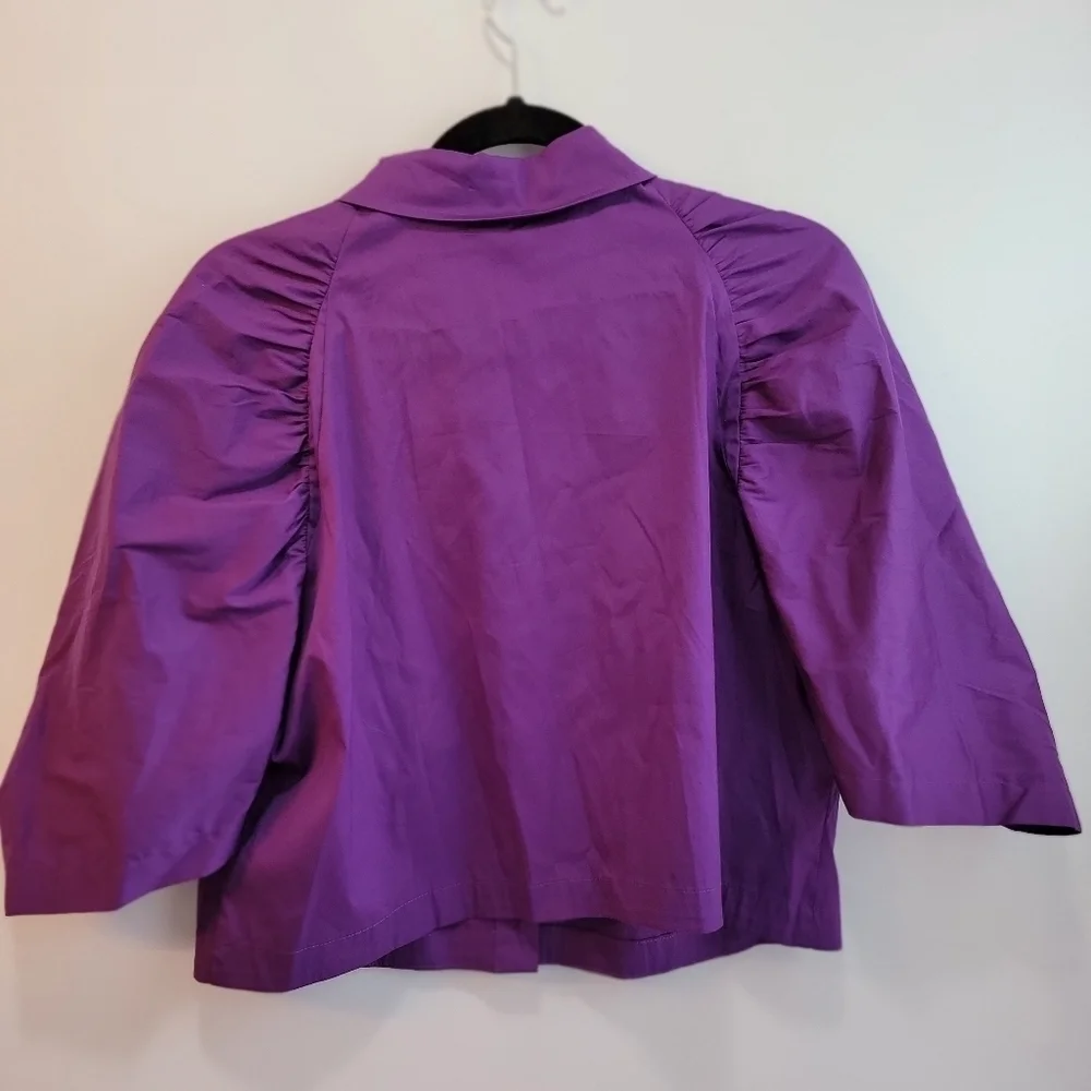 NWOT Worth Purple Button Down Crop Blouse Size 14 - Picture 2 of 5